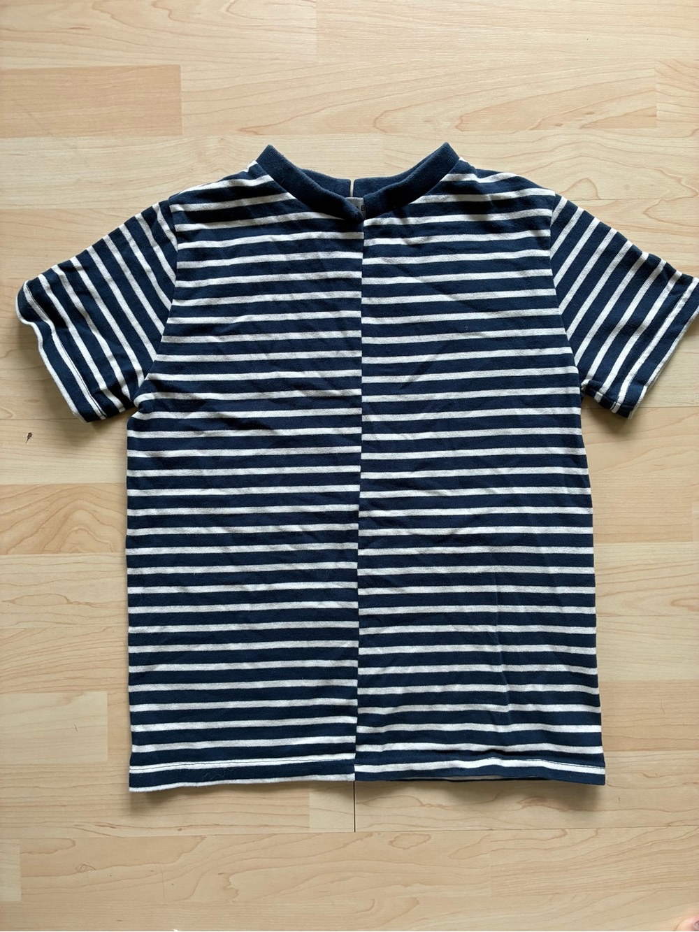 Andersson Bell women Navy/White Short Sleeve mismatched stripes Shirt S Cotton